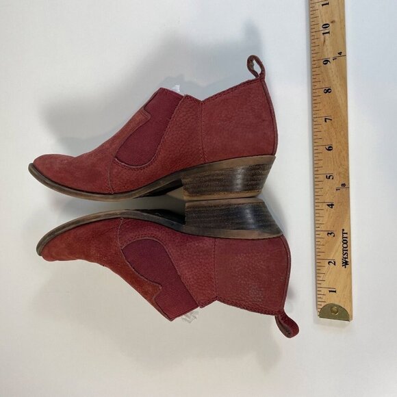 Lucky Brand Womens Ankle Bootie Leather Boots Red Size 6 M Pointed Toe Slip On - Picture 5 of 7